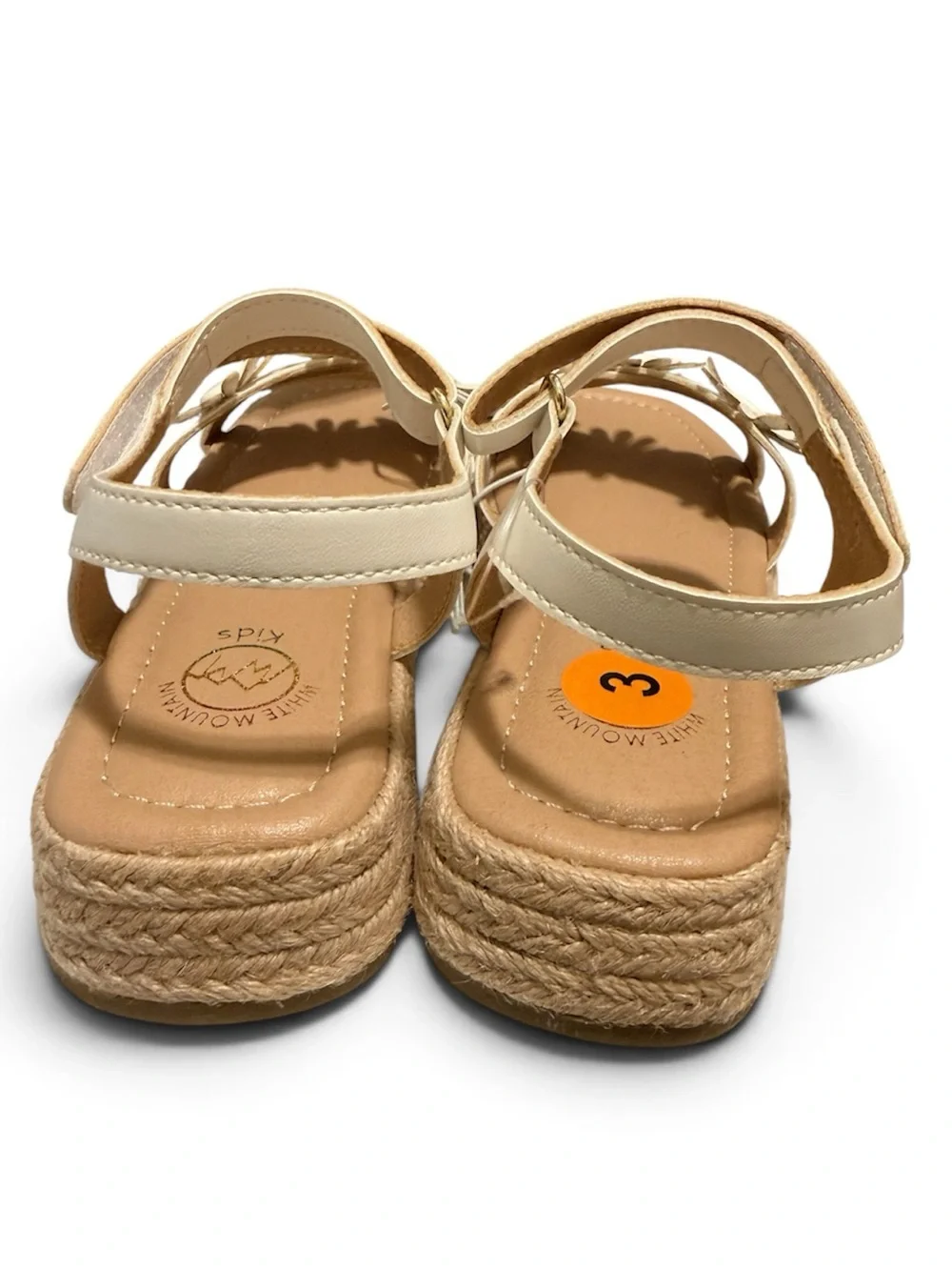 White Mountain Girls Cream Floral Strap Espadrille Sandals, size 3 new